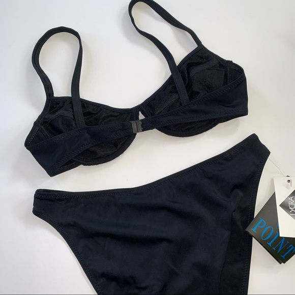 NWT 90s Vintage Black Net Underwire Bikini Set - Picture 2 of 8
